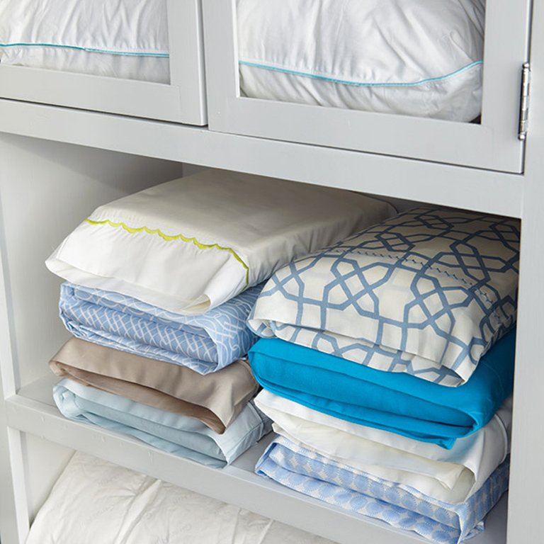 VCHCE Lot de 4 bandes de rangement pour draps de lit – Solution de  rangement efficace en lin avec étiquettes de tailles de feuilles faciles à